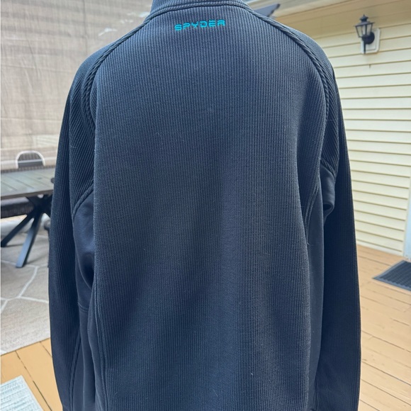 Mens Spyder Black Quarter-Zip Pullover with Blue Logo size large - Picture 5 of 13